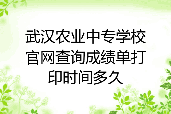 武汉农业中专学校官网查询成绩单打印时间多久