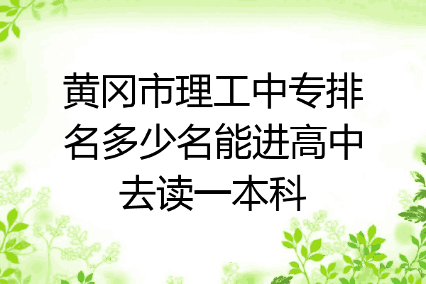 黄冈市理工中专排名多少名能进高中去读一本科