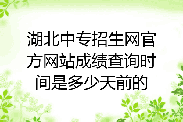 湖北中专招生网官方网站成绩查询时间是多少天前的