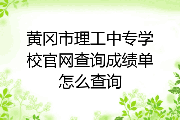 黄冈市理工中专学校官网查询成绩单怎么查询