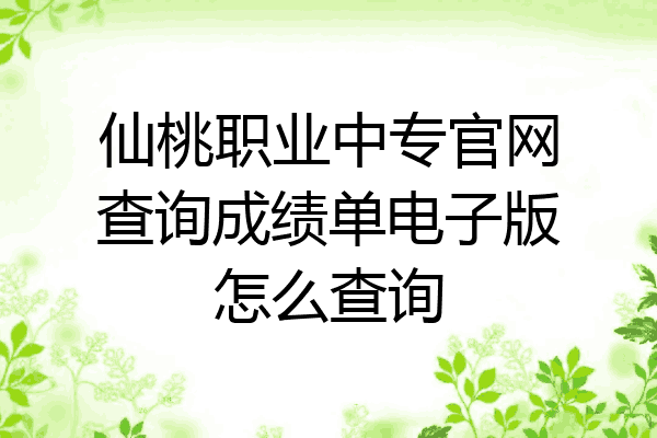 仙桃职业中专官网查询成绩单电子版怎么查询