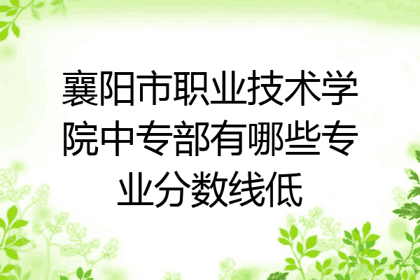 襄阳市职业技术学院中专部有哪些专业分数线低
