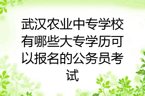 武汉农业中专学校有哪些大专学历可以报名的公务员考试