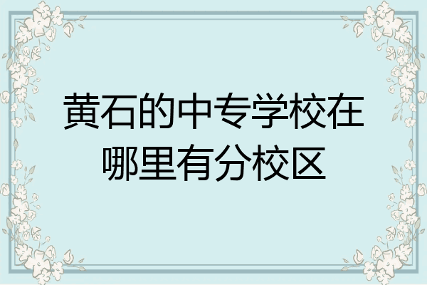 黄石的中专学校在哪里有分校区