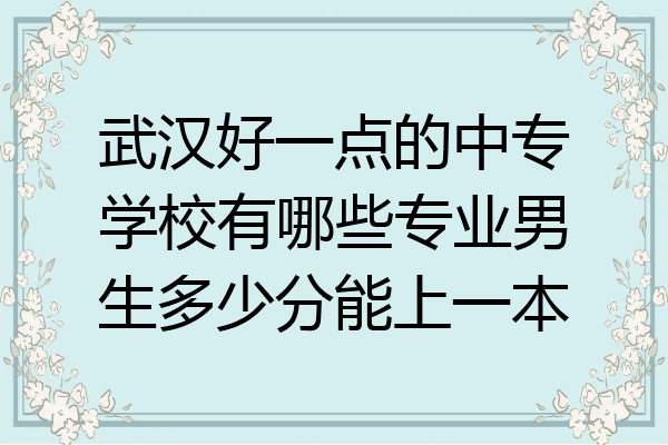武汉好一点的中专学校有哪些专业男生多少分能上一本