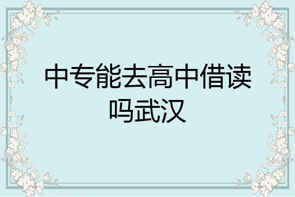 中专能去高中借读吗武汉