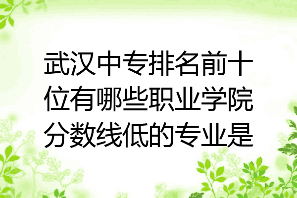 武汉中专排名前十位有哪些职业学院分数线低的专业是