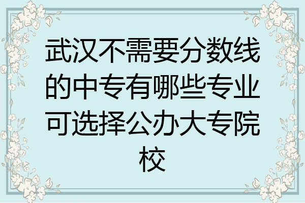 武汉不需要分数线的中专有哪些专业可选择公办大专院校