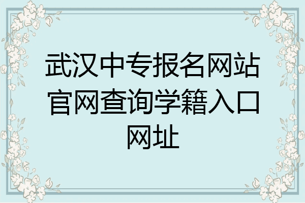 武汉中专报名网站官网查询学籍入口网址