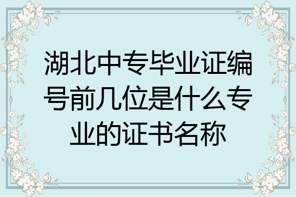 湖北中专毕业证编号前几位是什么专业的证书名称