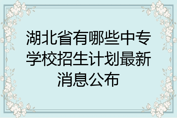 湖北省有哪些中专学校招生计划最新消息公布