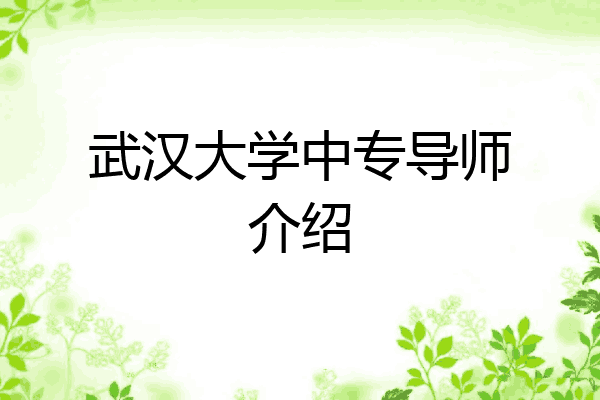 武汉大学中专导师介绍