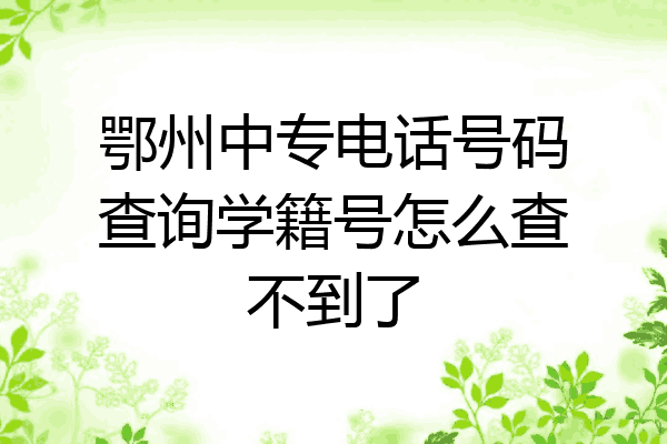 鄂州中专电话号码查询学籍号怎么查不到了