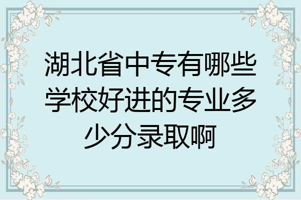湖北省中专有哪些学校好进的专业多少分录取啊