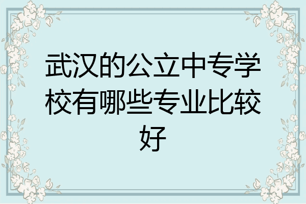 武汉的公立中专学校有哪些专业比较好