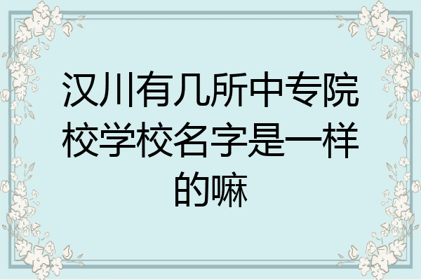 汉川有几所中专院校学校名字是一样的嘛