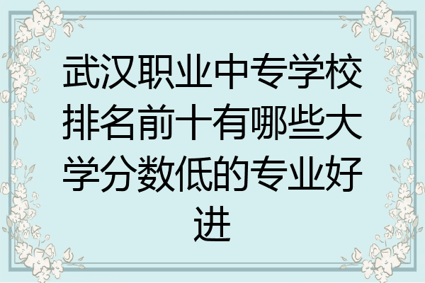武汉职业中专学校排名前十有哪些大学分数低的专业好进