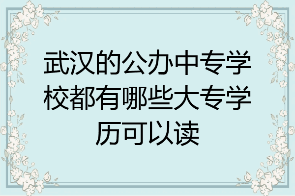 武汉的公办中专学校都有哪些大专学历可以读