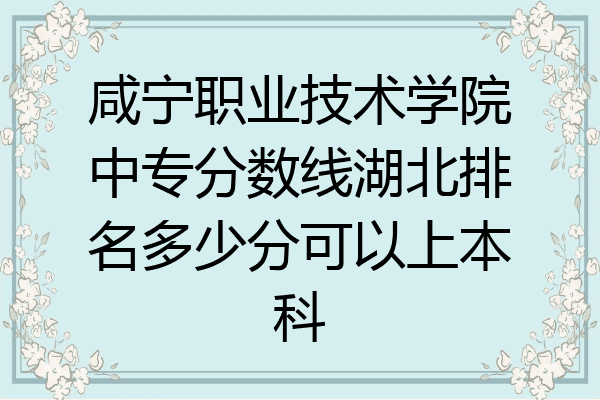 咸宁职业技术学院中专分数线湖北排名多少分可以上本科