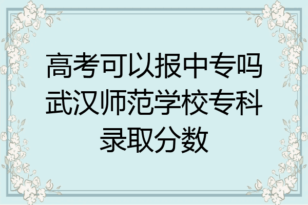 高考可以报中专吗武汉师范学校专科录取分数