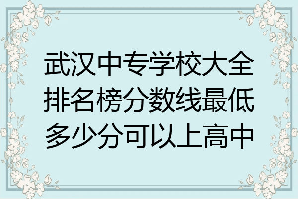 武汉中专学校大全排名榜分数线最低多少分可以上高中