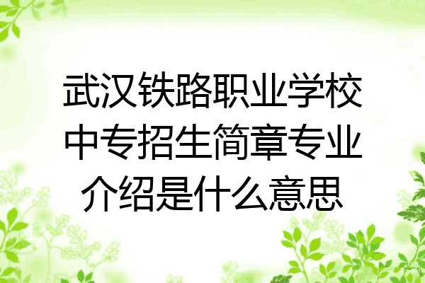 武汉铁路职业学校中专招生简章专业介绍是什么意思