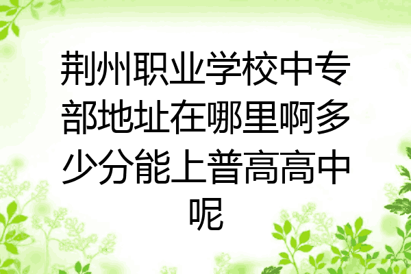 荆州职业学校中专部地址在哪里啊多少分能上普高高中呢
