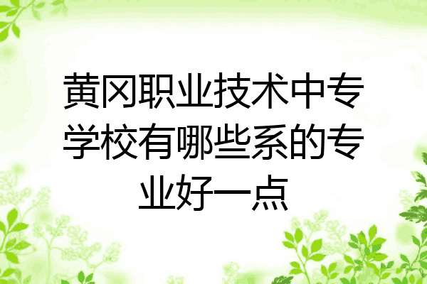 黄冈职业技术中专学校有哪些系的专业好一点