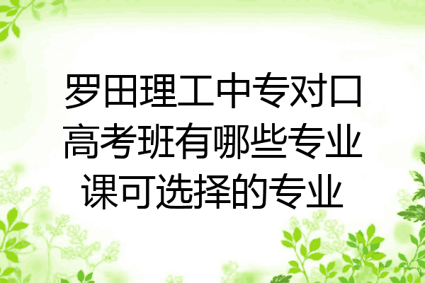 罗田理工中专对口高考班有哪些专业课可选择的专业