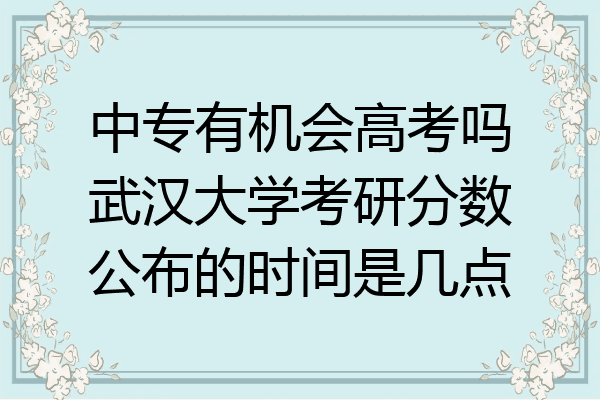 中专有机会高考吗武汉大学考研分数公布的时间是几点