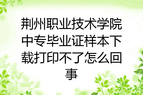 荆州职业技术学院中专毕业证样本下载打印不了怎么回事