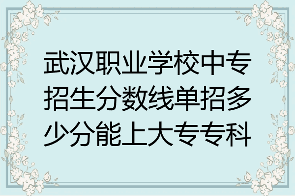 武汉职业学校中专招生分数线单招多少分能上大专专科