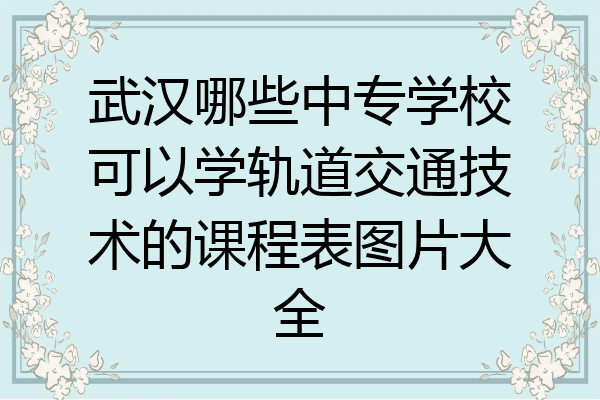 武汉哪些中专学校可以学轨道交通技术的课程表图片大全