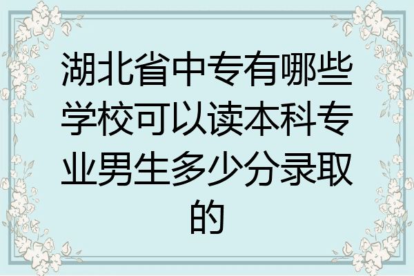 湖北省中专有哪些学校可以读本科专业男生多少分录取的