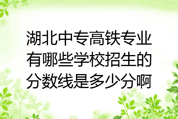 湖北中专高铁专业有哪些学校招生的分数线是多少分啊