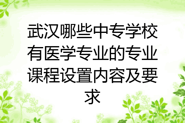 武汉哪些中专学校有医学专业的专业课程设置内容及要求