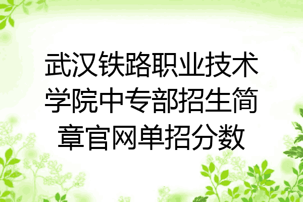 武汉铁路职业技术学院中专部招生简章官网单招分数