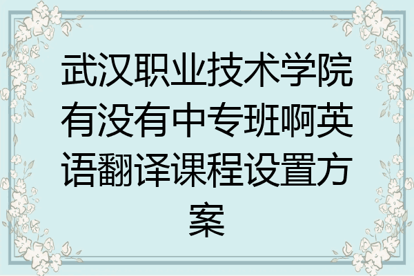 武汉职业技术学院有没有中专班啊英语翻译课程设置方案