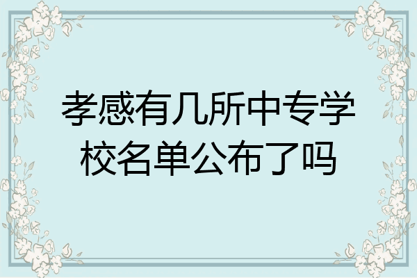 孝感有几所中专学校名单公布了吗