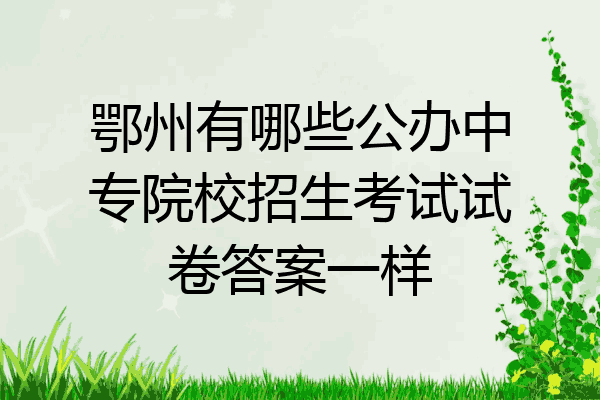 鄂州有哪些公办中专院校招生考试试卷答案一样