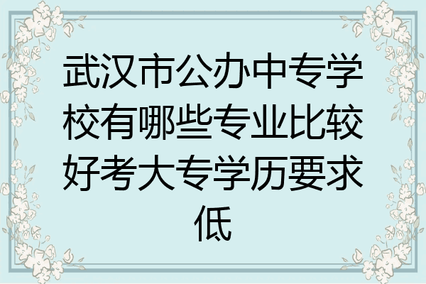 武汉市公办中专学校有哪些专业比较好考大专学历要求低
