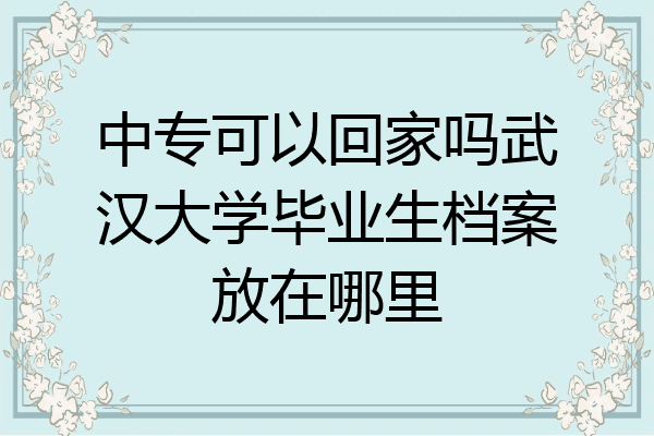 中专可以回家吗武汉大学毕业生档案放在哪里