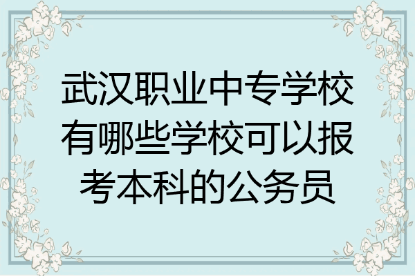 武汉职业中专学校有哪些学校可以报考本科的公务员