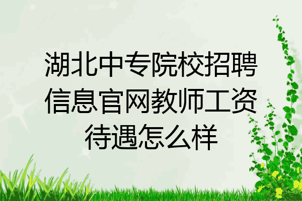 湖北中专院校招聘信息官网教师工资待遇怎么样
