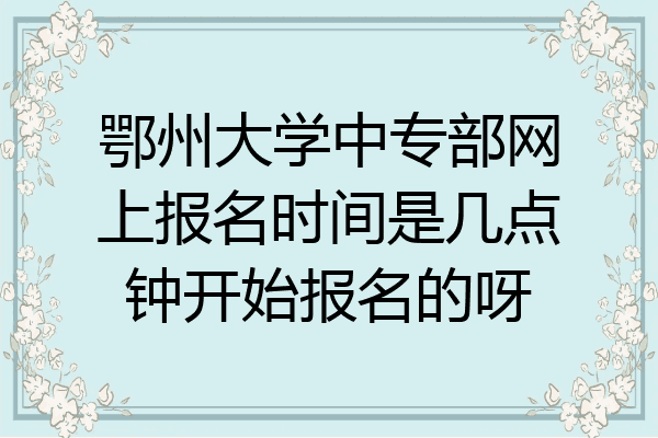 鄂州大学中专部网上报名时间是几点钟开始报名的呀