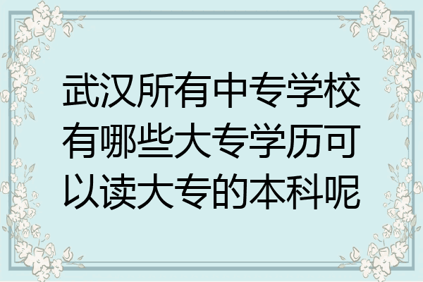 武汉所有中专学校有哪些大专学历可以读大专的本科呢