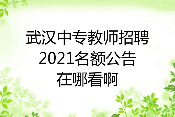 武汉中专教师招聘2021名额公告在哪看啊