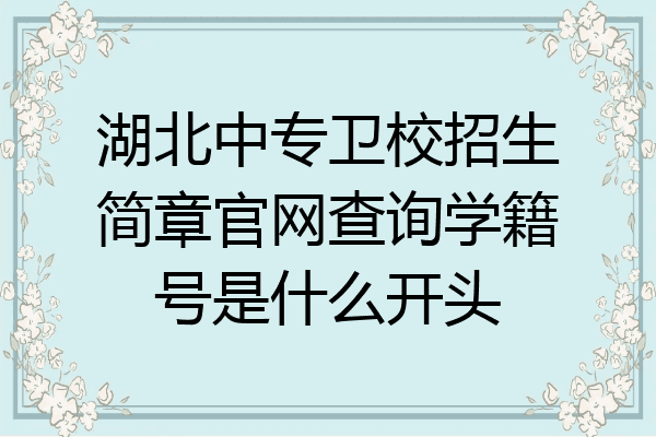 湖北中专卫校招生简章官网查询学籍号是什么开头