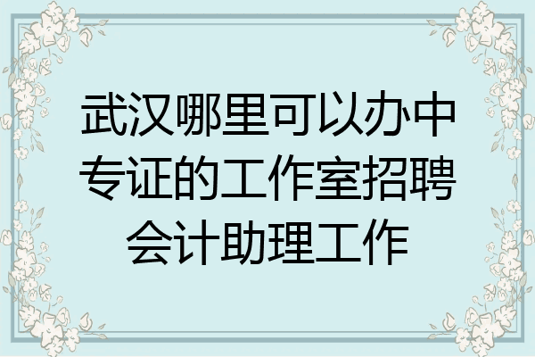 武汉哪里可以办中专证的工作室招聘会计助理工作