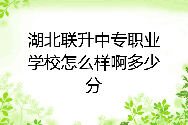 湖北联升中专职业学校怎么样啊多少分